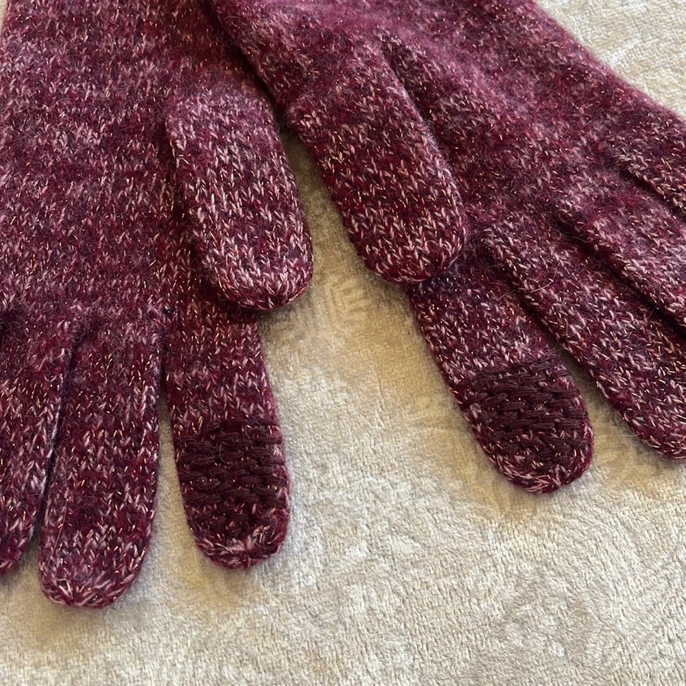 Brand New UGG Cashmere Pippa Rib Knit Gloves Metallic Shimmer Touchscreen
